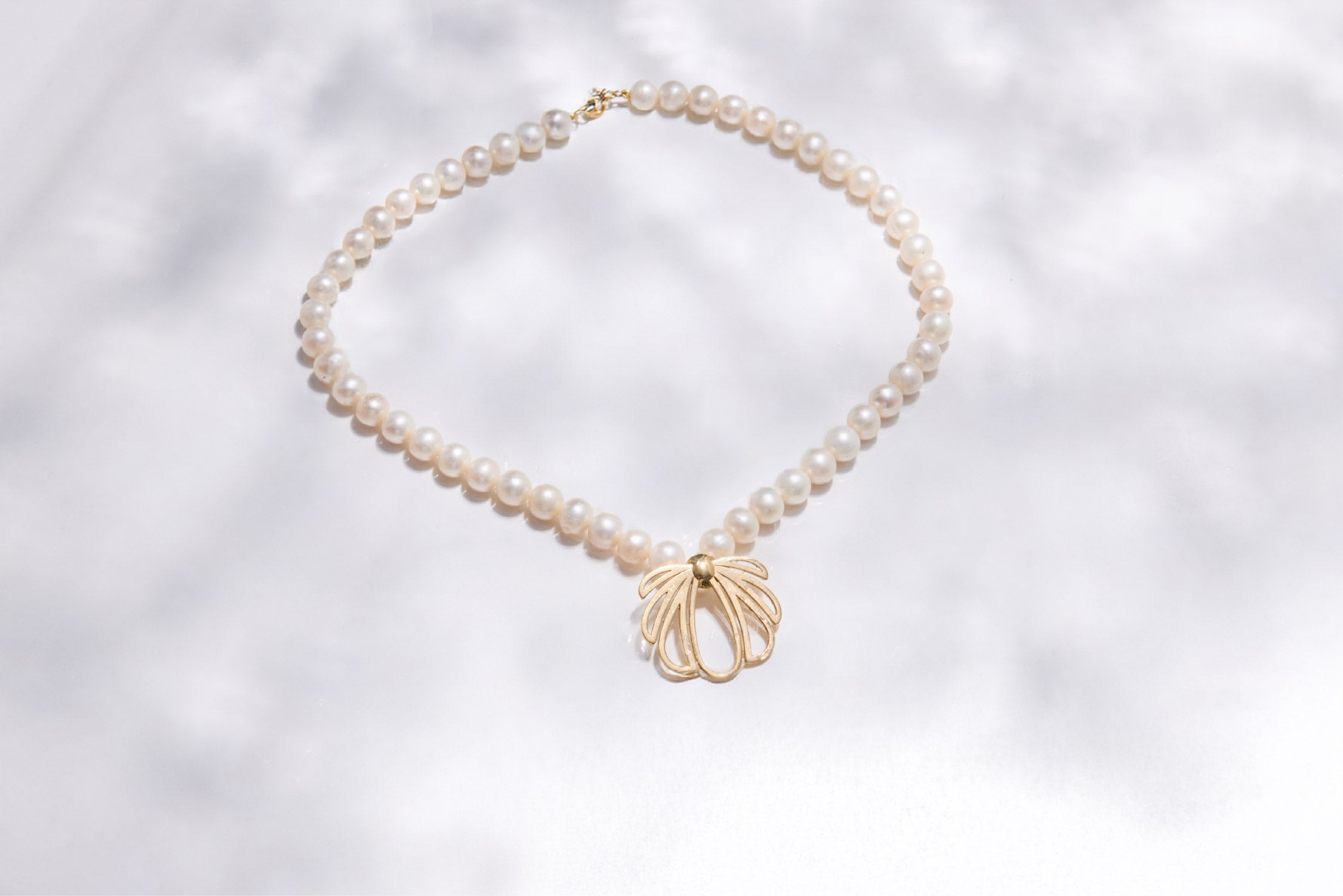 Perluxe Signature Pearl Necklace with Yellow Gold Accent