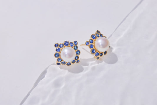 Sapphire & Pearl Earrings